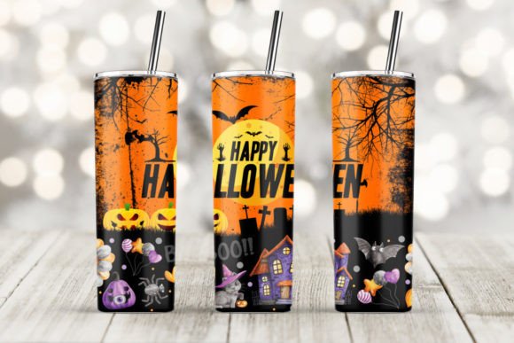 20oz Skinny Tumbler Happy Halloween: Graphics & Print Templates