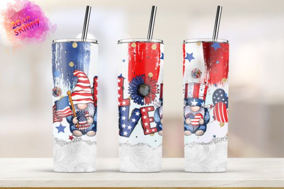4th of July Gnomes Tumbler: Graphics & Print Templates