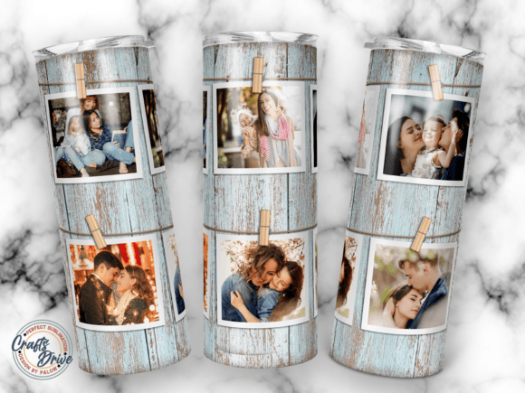 6 Wood Photo Collage Tumbler 20oz Png Graphics & Crafts