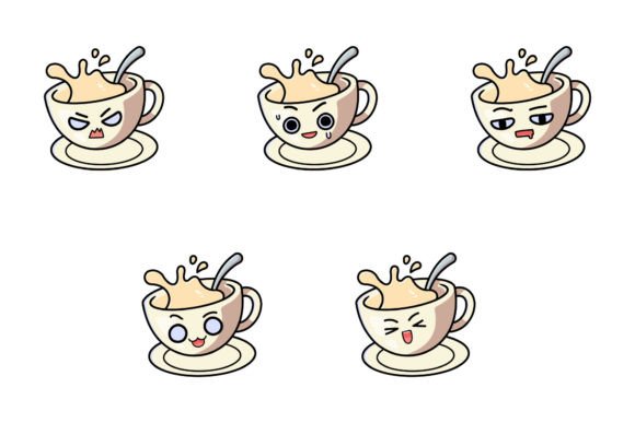 Coffee in Kawaii Cup: Sweet Graphics & Illustrations