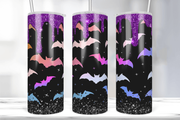 Dripping Halloween Bats Tumbler Wrap: Graphics & Print
