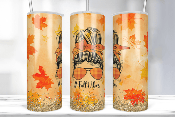 Fall Vibes Thanksgiving Tumbler Wrap: Graphics & Print Templates