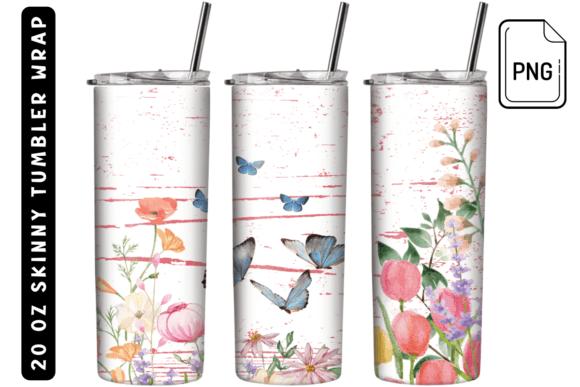 Flowers Butterfly Watercolor Tumbler: Graphics & Crafts Asset Review