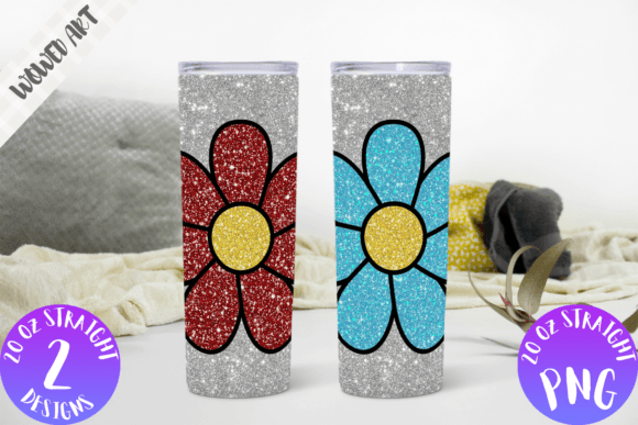 Glitter Flower 20 Oz Skinny Tumbler Wrap: Graphics & Crafts