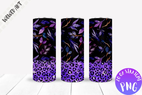 Glitter Leaves 20 Oz Skinny Tumbler Wrap