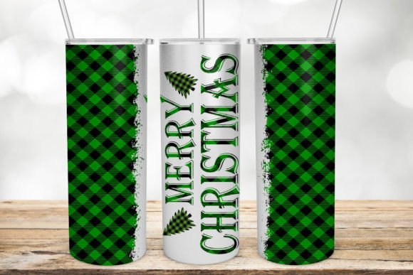 Green Plaid Christmas Tumbler Graphics for Craft Brands
