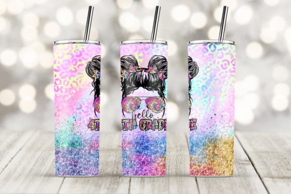 Hello 4th Grade 20oz Skinny Tumbler Graphics & Print Templates