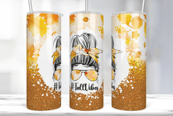 Hello Fall Tumbler Sublimation Graphics & Print Templates