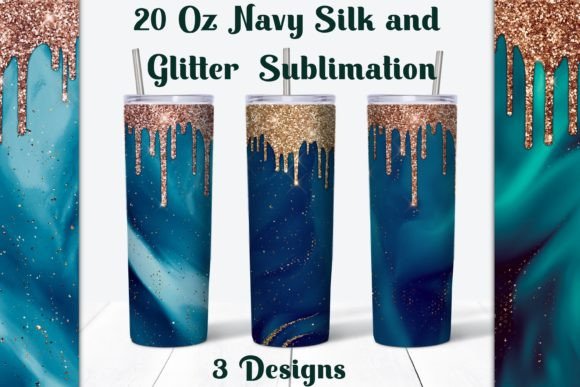 Navy Silk with Gold Glitter Tumbler Graphics & Crafts