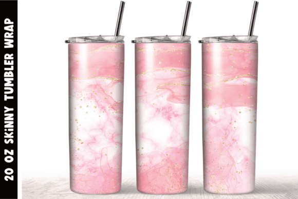 Pink Marble Glitter Tumbler Graphics & Print Template