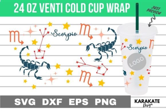 Scorpio Zodiac 24 Oz Venti Hole Wrap SVG: Graphics & Crafts