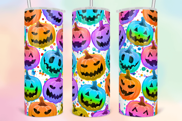 SEAMLESS Multicolored Pumpkin Tumbler Graphics for Crafts