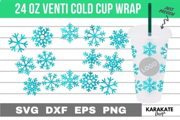 Snowflakes 24 Oz Venti Hole Wrap SVG: Graphics & Crafts